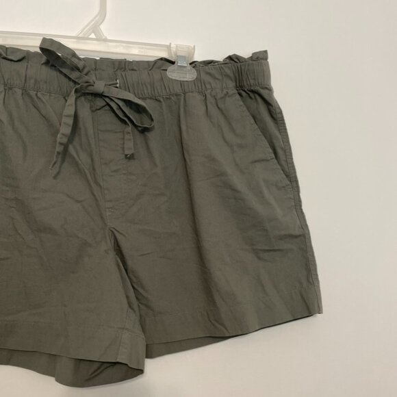 ANN TAYLOR LOFT Olive Green High Rise Drawstring Cotton Pull On Paperbag Shorts - Picture 4 of 15